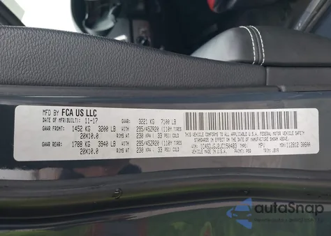 2018 Dodge Durango Srt Awd из США, поврежденный, VIN 1C4SDJGJ2JC150483